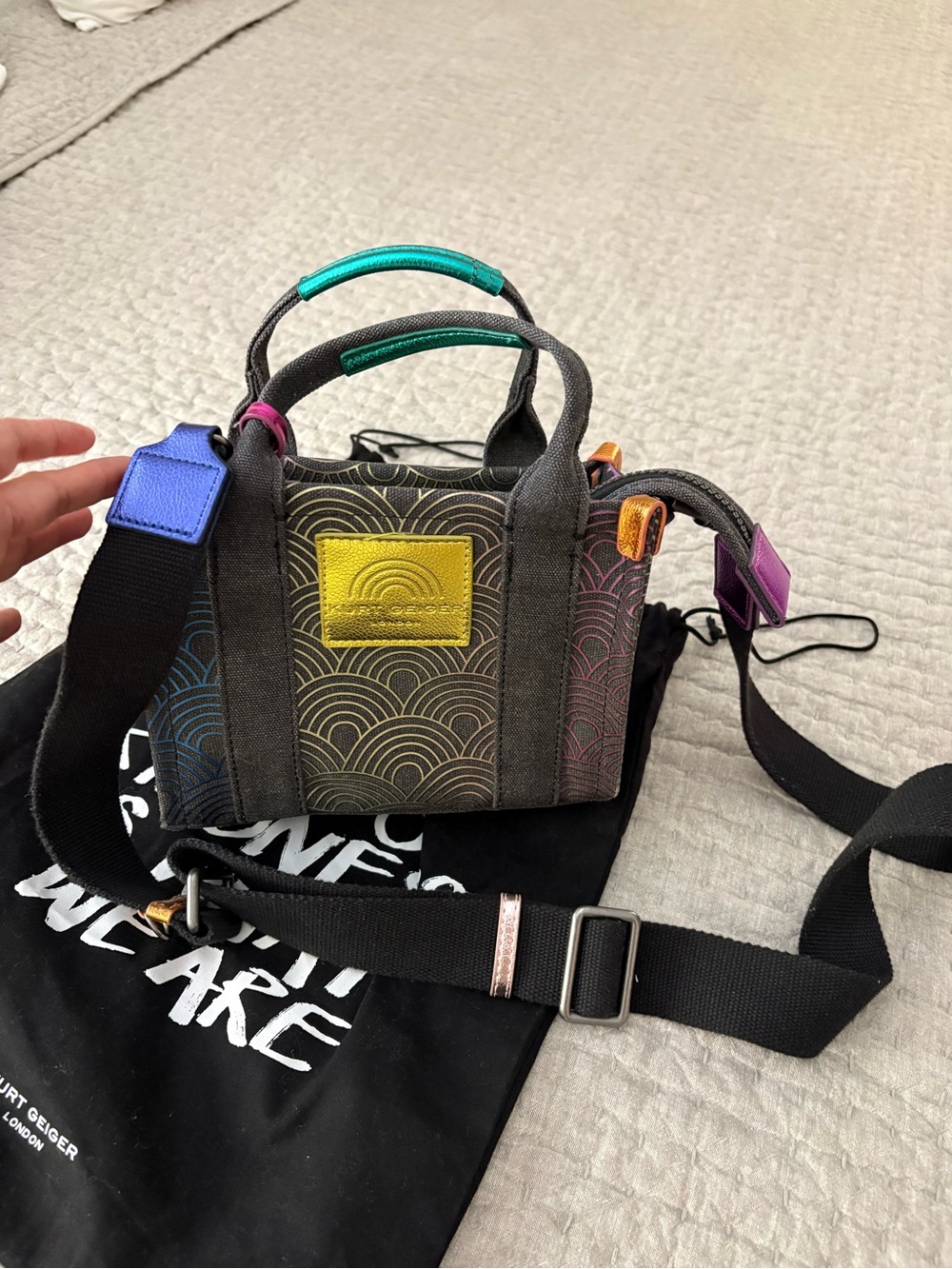 Kurt Geiger Black Multicolor Mini Tote Bag